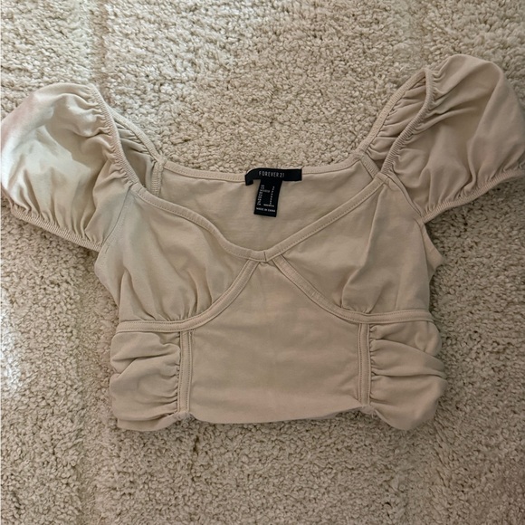 Forever 21 Beige Puff Sleeve Blouse - Picture 1 of 1